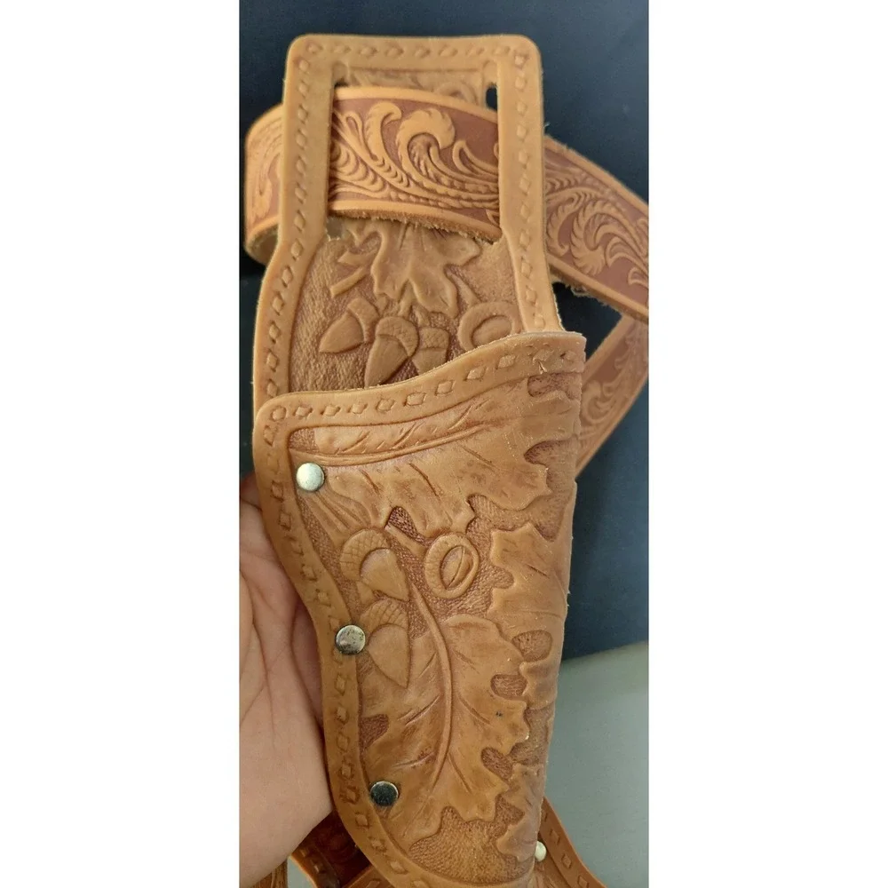 Costume vintage Leather & Plastic Western-style double gun holster belt Cowboy